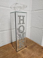 Glass Mirrored Candle Holder "HOME" 13in Tall - Free Shipping!