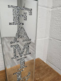 Glass Mirrored Candle Holder "FAMILY" 13in Tall - Free Shipping!