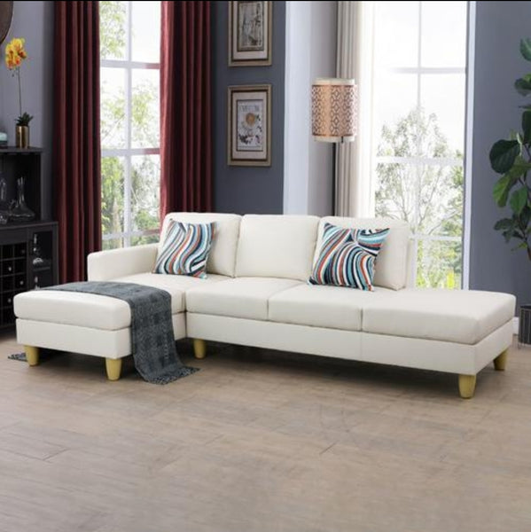 2PC Sectional w/Pillows - White (CALL FOR AVAILABILITY)