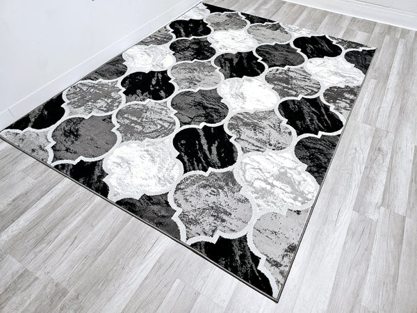 5x7 Trellis Ankara Area Rug GREY - FREE SHIPPING