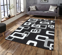 5X7 DEA Area Rug BLACK GEOMETRIC Free Shipping!