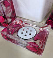 3D Floating Acrylic 5PC Motion Bathroom Vanity Accessory Set Red Rose Pedals - FREE SHIPPING!