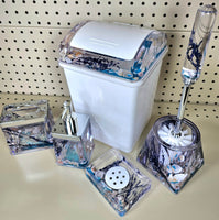 3D Floating Acrylic 5PC Motion Bathroom Vanity Accessory Set Blue Sea Shell Ocean - FREE SHIPPING!