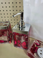 3D Floating Acrylic 5PC Motion Bathroom Vanity Accessory Set Red Rose Pedals - FREE SHIPPING!