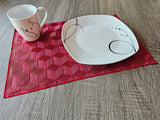 Red Squares Table Placemat Set 4 Pack- Free Shipping!