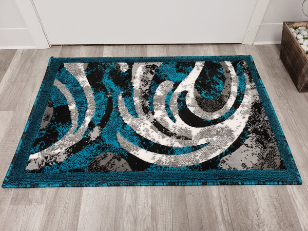 Majestic 2x3 Door Mat - L. GREY/TURQUOISE- Free Shipping!